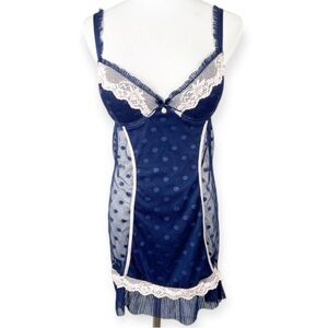 Seductivewear by Cinema Etoile Mesh Lace Polka Dot Babydoll Nightie Underwire M